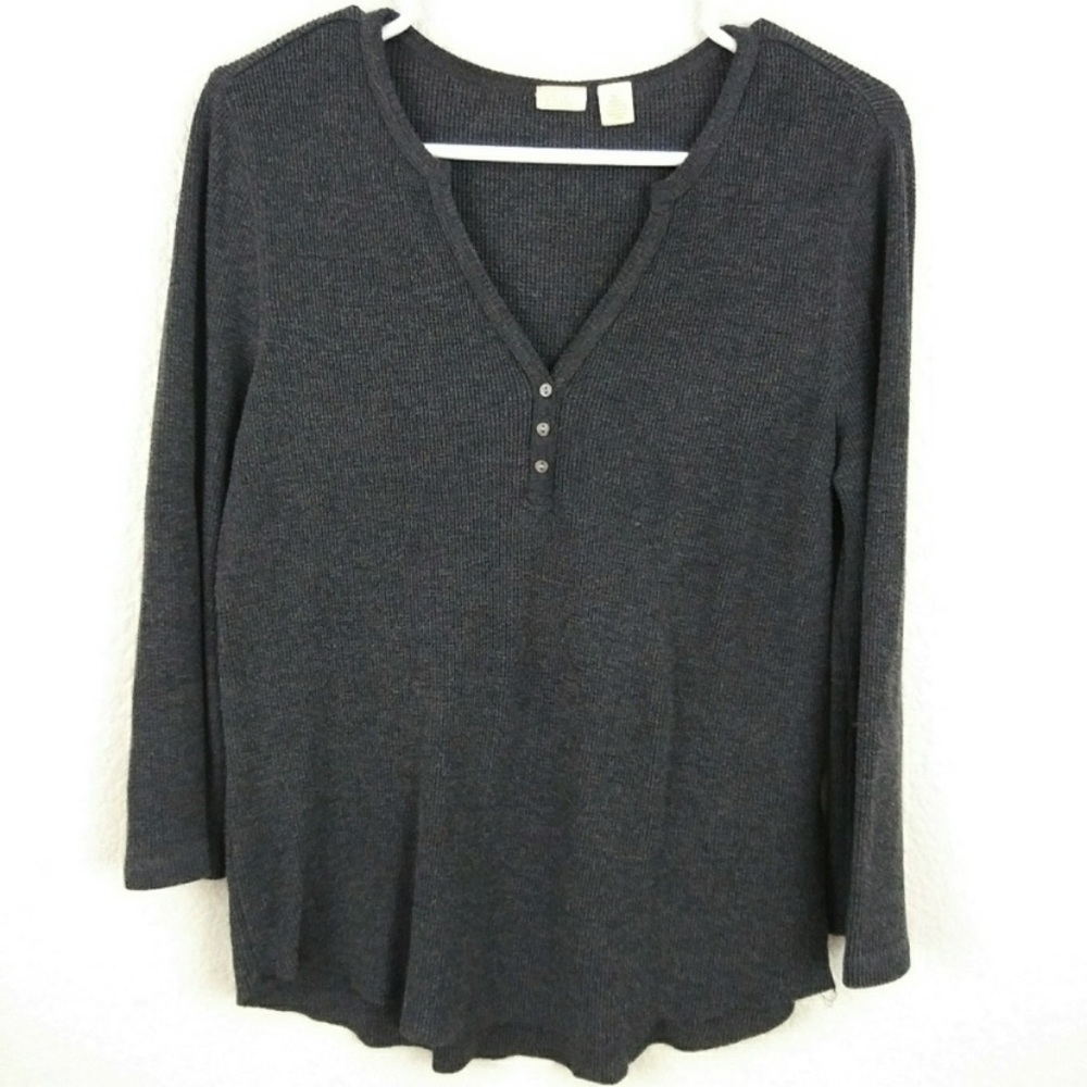 Caslon gray waffle knot long sleeve top XL